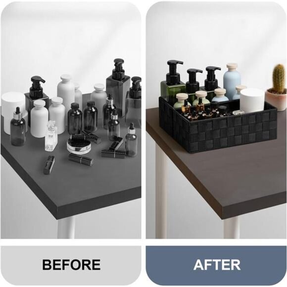 Woven Storage Baskets Set of 9 Black Organizer Bins for Closet Drawer Shelf - Picture 5 of 8